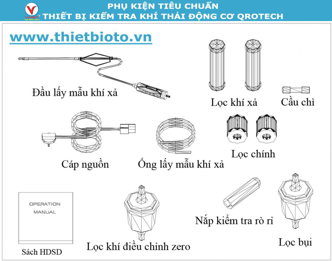 Thiết bị kiểm tra khí thải động cơ xăng 5 khí Qrotech QRO-402